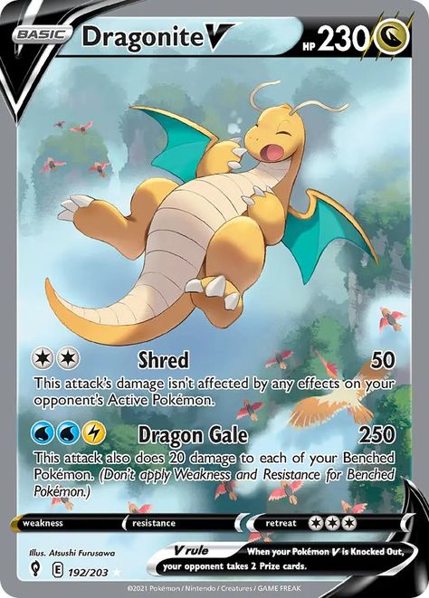 Dragonite V · Evolving Skies (EVS) #192 ‹ PkmnCards Latios Pokemon, Pokemon Full Art, Pokemon Monster, N Pokemon, Pokemon Tcg Cards, All Pokemon Cards, Kartu Pokemon, Cool Pokemon Cards, Pokemon Dragon