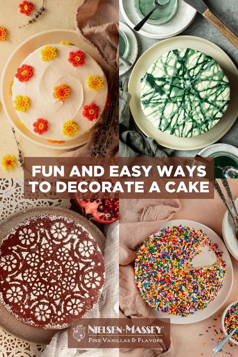 Fun and Easy Ways to Decorate a Cake from Nielsen-Massey Vanillas. Decorate A Cake, Cake Blog, Treat You, Vanilla Flavoring, How To Decorate, Sweet Treat, Treat Yourself, The Sweet, You Deserve