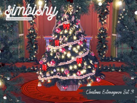 Sims 4 Christmas Tree, Sims 4 Christmas Cc, Sims 4 Seasons, Christmas Yule Log, Christmas Extravaganza, Christmas Poses, Big Christmas Tree, Christmas Furniture, Free Sims 4