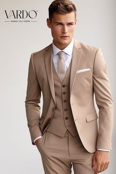 Light Brown Suit For men, Etsy Beige Suits Wedding, Three Piece Suit Mens, Brown Suits For Men, Suit For Men Wedding, Wedding Outfit For Boys, The Rising Sun, Party Kleidung, Prom Suits, Groomsmen Suits