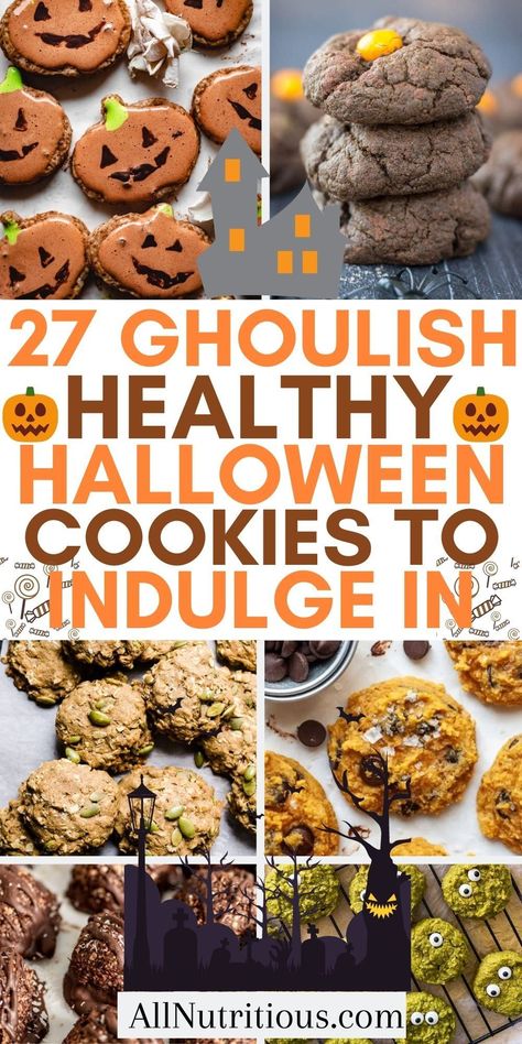 You can easily indulge in these halloween treats without the guilt when you make these healthy halloween cookies. These yummy sweet snacks are perfect to make for any halloween party. These healthy halloween cookies are great for kids too. Simple Halloween Cookies, Healthy Halloween Desserts, Paleo Pumpkin Cookies, Oatmeal Protein Cookies, Protein Chocolate Chip Cookies, Pumpkin Cookies Healthy, Peanut Butter Protein Cookies, Vegan Oatmeal Cookies, Cookie Recipes For Kids