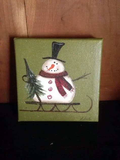 40 Easy Mini Canvas Painting Ideas For Beginners To Try | ArtBeek Canvas Paintings Christmas, Little Canvas Paintings, Paintings Christmas, Christmas Paintings On Canvas, Small Canvas Paintings, Canvas Painting Ideas, Holiday Painting, Snowman Painting, 12 December