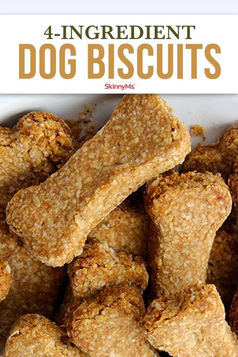 Healthy 4-Ingredient Dog Biscuits Healthy Biscuits, Homemade Dog Cookies, Dog Biscuit Recipes, Easy Dog Treats, Healthy Dog Treats Homemade, Dog Treats Homemade Recipes, Diy Dog Treats, Treat Recipes, Healthy Dog Food Recipes