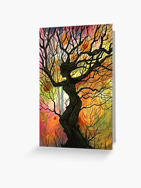 "Tree of Life Series - Dusk" Greeting Card by cheriedirksen | Redbubble Sacral Chakra Healing, Chalk Pencil, Reflection Art, We Are All One, Mirrored Wall, The Divine Feminine, Life Series, Minimal Art, Cool Art Drawings