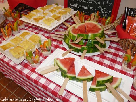 Picnic Themed Parties, Summer Picnic Party, Picnic Party Decorations, Build A Picnic Table, Sunshine Committee, Church Picnic, Backyard Bbq Party, Picnic Table Plans, Picnic Birthday Party