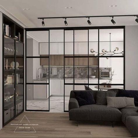 Kitchen Sliding Door, Rectangular Living Room, Living Room Layouts, Open Space Living Room, Glass Living Room, Rectangular Living Rooms, Studio Apartment Living, Room Layouts, Living Room And Kitchen