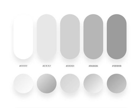 Grey color schemes & gradient palettes Color Psychology Personality, Clothing Palette, Desain Ux, Interaktives Design, Flat Color Palette, Ui Color, Gradient Color Design, Color Design Inspiration, Hex Color Palette