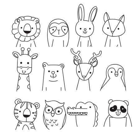 Cute Doodle Animals, Simple Cute Animal Doodles, Line Art Drawings Animals, Doodle Hairstyles, One Line Art Animals, Dog Doodles Simple, Zoo Doodles, Easy Doodles For Kids, Animal Doodles Simple