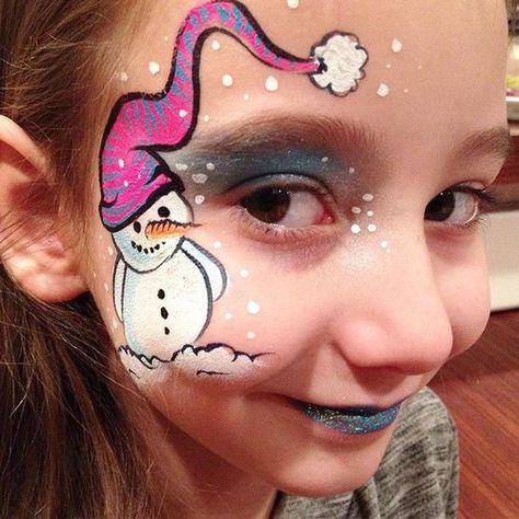 Xmas Face Paint, Winter Face Paint, Face Paint Christmas, Face Painting Images, Christmas Face Painting, Cheek Art, Face Painting Tutorials, Face Painting Easy, Winter Face