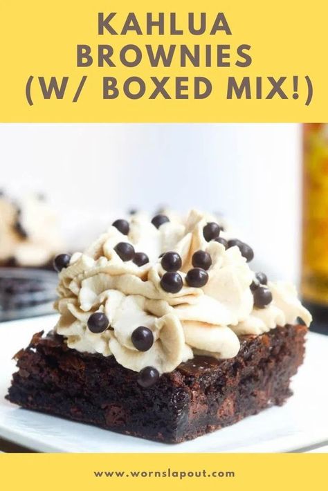 Kahlua Brownies, Drunken Desserts, Boozy Baking, Kahlua Recipes, Boozy Cupcakes, Alcoholic Desserts, Boozy Desserts, Mini Dessert, Brownie Desserts