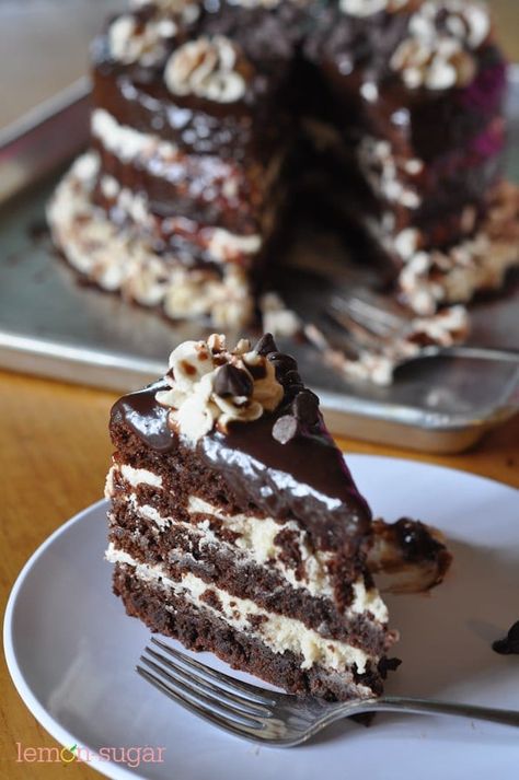 Cookie Dough Brownie Cake, Cookie Dough Filling, Cookie Dough Brownies, Layer Cake Recipes, A Piece Of Cake, Good Eat, Brownie Cake, Piece Of Cake, Yummy Sweets