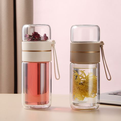 Tea Infuser Bottle, Flask Design, Smoothie Bar, Study Flashcards, Tea Tumbler, Bamboo Lamp, Infused Water Bottle, Tea Design, Double Wall Glass