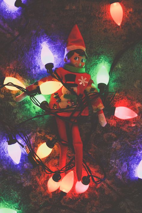 Our elf on the shelf gets Wrapped in Christmas Lights. Christmas Wallpaper Elf On The Shelf, Elf Aesthetic Wallpaper, Elf Christmas Aesthetic, Elf On The Shelf Wallpapers, Christmas Elf Aesthetic, Elf Aesthetic Christmas, Elf Iphone Wallpaper, Aesthetic Elf On The Shelf, Elf On The Shelf Aesthetic