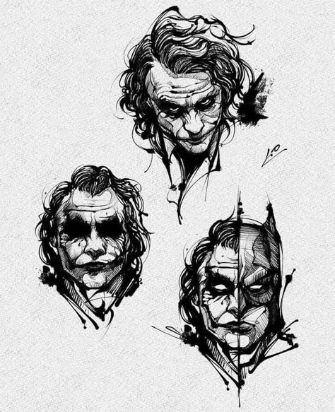 Joker Sketch, Joker Tattoo Design, Joker Drawings, Surreal Tattoo, On Tattoo, Comic Tattoo, Batman Tattoo, Joker Artwork, Movie Tattoos