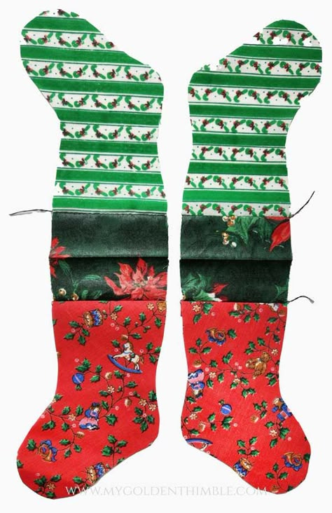 How to Sew a Christmas Stocking Pattern (Reversible + Lining) Large Christmas Stocking Pattern Free, Christmas Stocking Pattern Free Sewing, Christmas Stocking Sewing Pattern, Stocking Pattern Free Templates, Easy Christmas Stockings, Christmas Stocking Pattern Free, Stocking Pattern Free, Christmas Stockings Sewing, Large Christmas Stockings