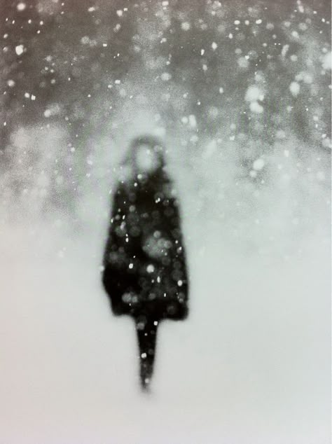 And she walks in a dream.  Gentle snow blankets her coat and earth as it falls beautifully and silent.  Solitary she strides the frozen landscape acutely aware of her most base and evolved self.  Icy hard doubt pelts her mind.  She is melancholy.  Too much soul wisdom to be living small.  She sighs deeply, weary from truth.  The next moment arrives. Choose wisely she tells herself.  And she walks into the cold winter white.  D.S. Donata Wenders, How To Disappear, 수채화 그림, Out Of Focus, Foto Art, Let It Snow, Black And White Photography, Photography Art, White Photography