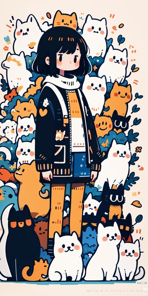 Cartoon Concept Art Characters, Flat Art Style, Different Art Styles Ideas Inspiration, Kawaii Illustration Art, Anime Illustration Art, Cute Illustration Art, Arte Nerd, Winter Cat, Art Mignon