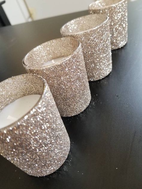 Votives Wedding, Urbana Ohio, Bling Centerpiece, Bling Candle Holders, Wedding Votives, 21st Birthday Themes, Dinner Home, Peacock Party, Gold Glitter Wedding