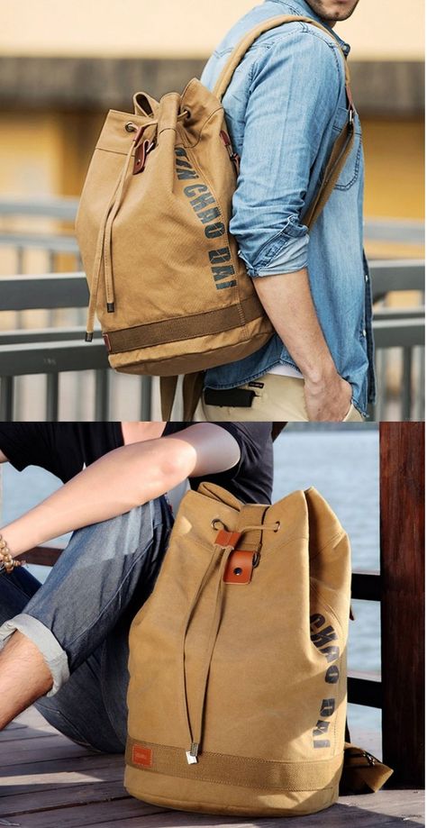 Casual Techwear, One Strap Backpack, Duffle Bag Patterns, Ditty Bag, Bucket Backpack, Canvas Bag Design, Canvas Travel Bag, Sports Backpack, Leather Bag Pattern