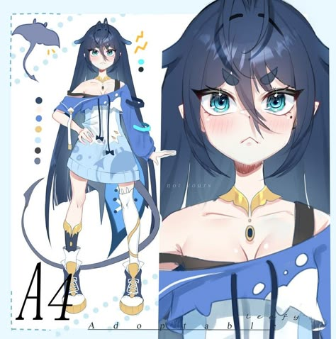 V Tuber Character Sheet, 3d Vtuber Design Ideas, Shylily Vtuber Model, Manta Ray Character, Manta Ray Character Design, Manta Ray Oc, Human Shark Character Design, Vtuber Design Sheet, Png Tuber Avatar Base