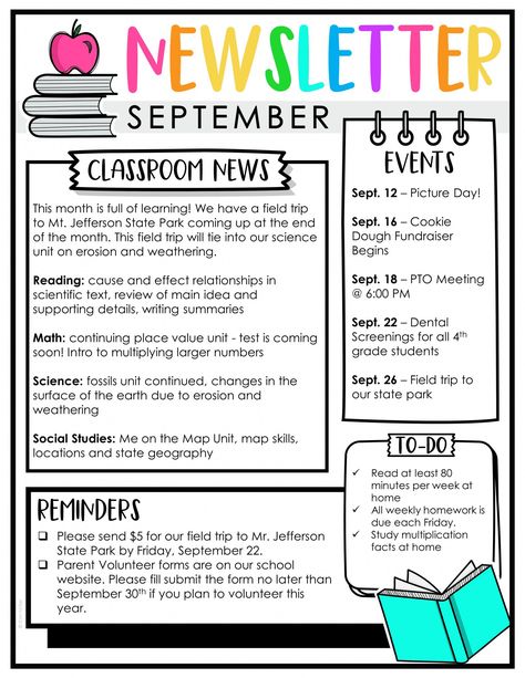 Weekly Update Template, Kindergarten Newsletter Ideas, Weekly Updates For Parents, Preschool Newsletter Ideas, Parent Newsletter Ideas, Weekly Letter To Parents Template, Fun Newsletter Ideas, No Prep Elementary Games, Connect 4 Classroom Management