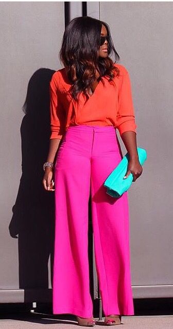 Colour Combinations Fashion, Color Combos Outfit, Color Blocking Outfits, Pink Pants, Colourful Outfits, Looks Style, Mode Inspiration, Work Fashion, Colorful Fashion