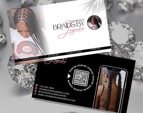 BetterSelfDigitals - Etsy Stylist Business Cards Hairstylists, Braid Business Cards, Braiding Business Cards, Braider Business Cards, Hair Business Cards Ideas, Hairstylist Business Cards Ideas, Braider Business, Braid Business, Pink Graphic Design