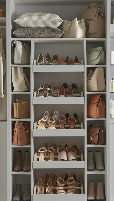 Inspiration Dressing, Vstupná Hala, Master Closets, Small Walk In Closet, Dressing Design, Dressing Room Ideas, Closet Shoe Storage, Closet Shoe, Walk In Closet Design