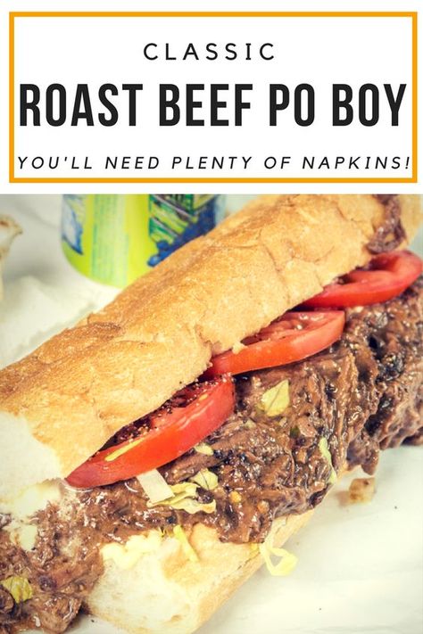 Roast Beef Poboys Recipe, Poboy Sandwich Recipe, Classic Roast Beef, Keto Hamburger, Bbq Meats, Po Boy Sandwich, Classic Roast, Instant Pot Slow Cooker, Roast Beef Sandwich