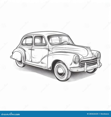 a pencil drawing of an old car, done in a charming character illustration style. the simple line drawings showcase the intricate details of the car, with a color palette of dark white and light gray. this nostalgic illustration captures the essence of classic tattoo motifs, making it a unique and captivating piece of art. found on flickr. ai generated Old Car Drawing Sketch, Old Car Drawing, Vintage Car Drawing, Trace Line, Nostalgic Illustration, Dark White, Simple Line Drawings, Classic Tattoo, Illustration Style