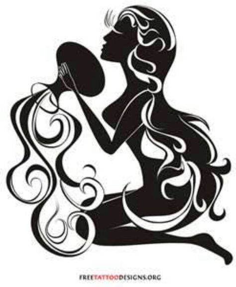 Aquarius tattoo - but make into a mermaid...For more about #Aquarius visit: www.theAstrologer.com/Aquarius Aquarius Tattoo, Water Bearer, A Woman, Tattoo Designs, Black And White, Tattoos, Water, Hair, White