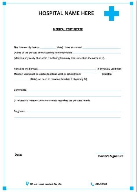 Free Fake Medical Certificate Template (2) - TEMPLATES EXAMPLE | TEMPLATES EXAMPLE Fake Reports Hospital, Fake Medical Certificate, Medical Certificate Template, Dr Note For Work, Medical Certificate, Medical Report, Blank Certificate Template, Student Certificates, Doctors Note Template