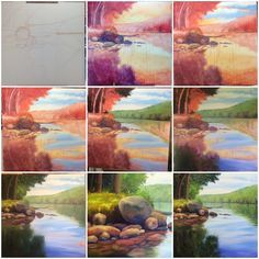 Landscape Step By Step, Class Painting, Abstract Painting Techniques, Soyut Sanat Tabloları, Canvas Painting Diy, Acrylic Painting Techniques, Acrylic Painting Tutorials, Digital Painting Tutorials, Painting Painting