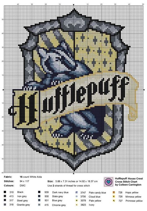 The World In Stitches — Hufflepuff House Crest cross stitch chart. Harry Potter Cross Stitch Pattern, Cross Stitch Harry Potter, Harry Potter Houses Crests, Modele Pixel Art, Hufflepuff House, Graph Patterns, Theme Harry Potter, Hogwarts Crest, Pola Kristik