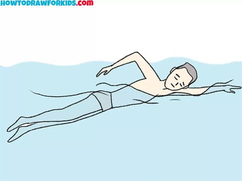 How to Draw a Swimming Person - Easy Drawing Tutorial For Kids Swimming Person Drawing, People Swimming Drawing, Person Easy Drawing, Person Swimming Drawing, Swimming Drawing Easy, Swimming Drawing, People Swimming, Useful Skills, Drawing Ideas Easy