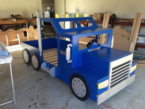 Kids Truck Bed, Truck Toddler Bed, Boy Car Room, Diy Kids Bed, Kids Car Bed, Construction Bedroom, Bed For Kids, Truck Beds, Cool Kids Bedrooms