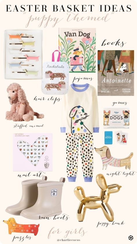 Easter basket ideas for toddler girls! For more ideas & finds, follow me @charliecocos 🩷 easter basket easter basket ideas toddler easter basket rain boots hair clips easter pajamas toddler gift ideas kids room decor Follow me in the @LTK shopping app to shop this post and get my exclusive app-only-content! #liketkit #LTKkids #LTKSeasonal #LTKsalealert @shop.ltk https://liketk.it/4440V Kids Easter Basket Ideas, Poodle Stuffed Animal, Toddler Easter Basket, Toddler Vacation, Toddler Gift Ideas, Easter Baskets For Kids, Gift Ideas Kids, Dressed Up Dogs, Easter Pajamas