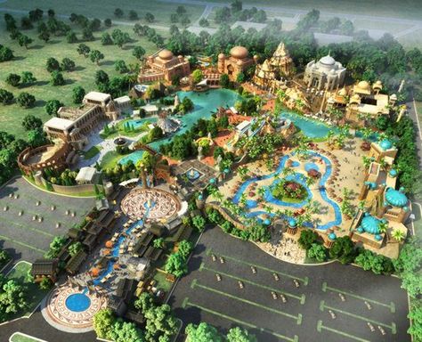 Amusement Park Plan, Theme Park Planning, Parking Plan, Theme Park Map, Water Theme Park, Dino Park, Planet Coaster, Park Designs, Seven Seas