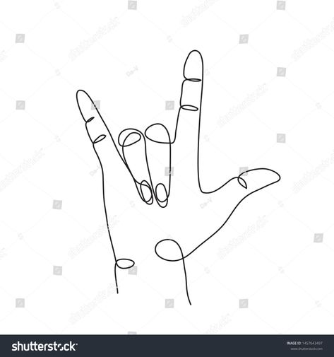 I Love You Asl Drawing, I Love You Sign Language Drawing, Asl Sign Language Tattoo, Love You In Sign Language Tattoo, Sign Language I Love You Art, I Love U Sign Language Tattoo, Ily Sign Tattoo, Sign Language Ily Tattoo, I Love You Asl Tattoo Fine Line