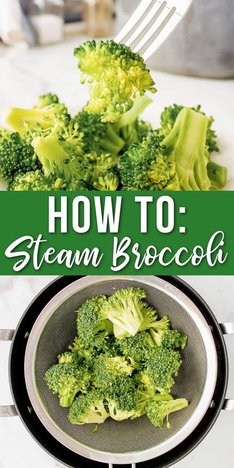 Steamed broccoli is a basic side dish that goes with so many different meals! Here’s how to steam broccoli so it turns out perfect every time. Steam Frozen Broccoli, Easy Steamed Broccoli, How To Steam Broccoli, Steamed Broccoli Recipes, Steam Broccoli, Broccoli Recipe, Steam Recipes, French Fried Onions, Frozen Broccoli