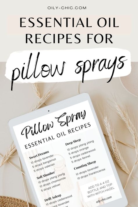 Pillow Spray Essential Oils Diy, Sleep Spray Essential Oils, Essential Oil Sleep Blend, Essential Oil Room Spray Recipe, Diy Pillow Spray, Sleepy Essential Oil Blend, Essential Oil Blends For Sleep, Herbal Sleep Pillows, Sleep Essential Oil Blend