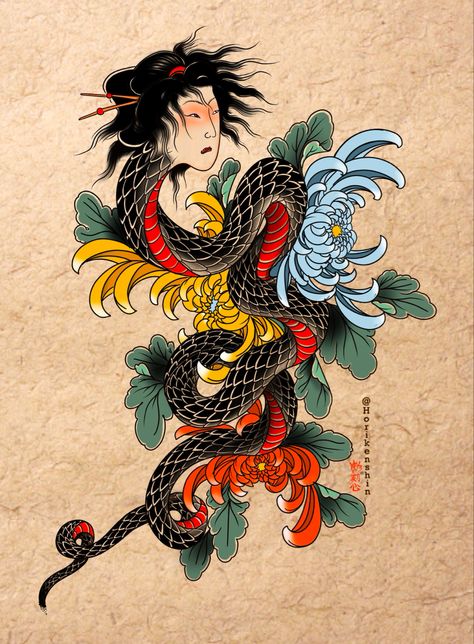 #nureonna #tattoo #tattooideas #japanesetattoo #instagram Nure Onna, Japanese Myth, Japan Tattoo Design, Japanese Tattoos, Irezumi Tattoos, Japanese Artwork, Japanese Illustration, Traditional Japanese Art, Tattoo Portfolio