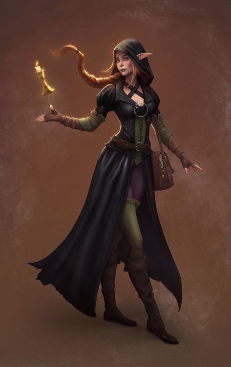 Dnd Thief, Female Wizard, Fantasy Elf, Dnd Elves, Elf Characters, Elf Druid, Female Elf, Fantasy Portraits, Female Character Inspiration