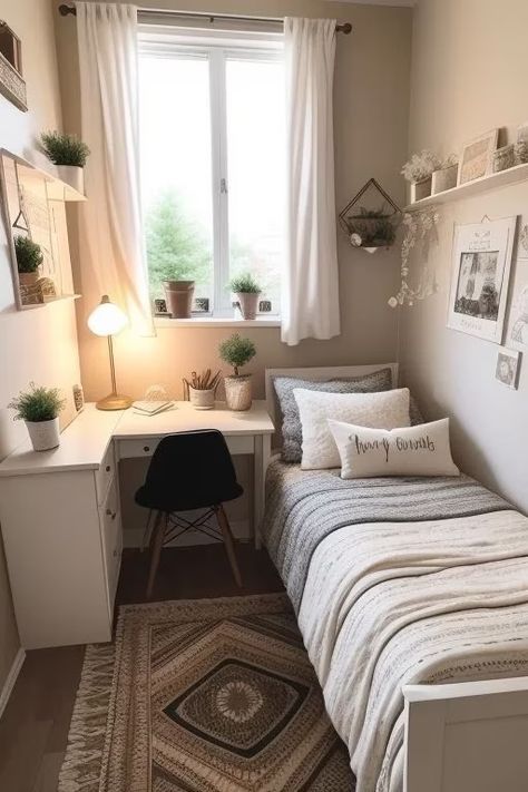 Small Teenage Bedroom Ideas, Small Teenage Bedroom, Teenage Bedroom Ideas, Small Room Makeover, Small Bedroom Interior, Small Bedroom Layout, Bedroom Ideas For Small Rooms Cozy, Bedding Luxury, Fall Bedroom Ideas