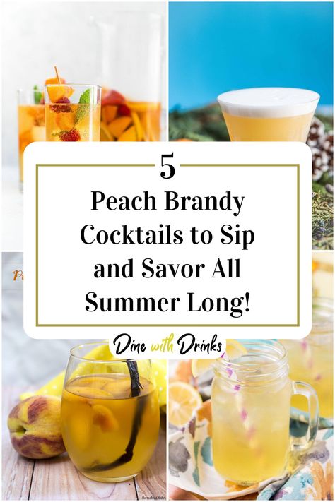 Collage of 4 peach brandy cocktails. Peach Brandy Cocktails, Brandy Cocktail Recipes, Brandy Drink, Brandy Recipe, Cranberry Drinks, Brandy Cocktails, Peach Wine, Perfect Peach, Unique Cocktails