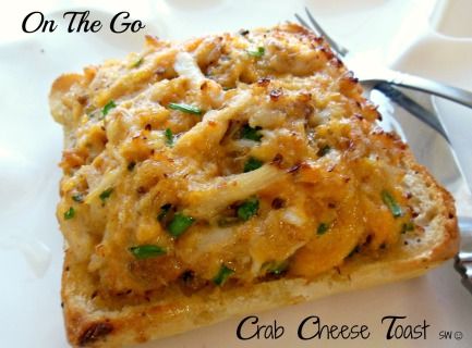 On The Go Crab & Cheese Toast Recipe Crab Dips, Crab Cake Salad, Crab Toast, Cheese Toast Recipe, Crab Appetizer, Gourmet Burger, Just A Pinch Recipes, Cheese Toast, Gourmet Burgers