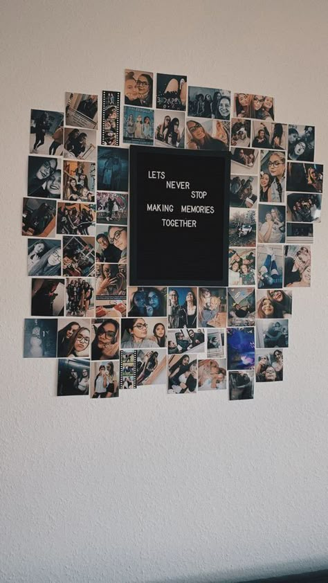 Polaroid Photos Display Ideas, Polaroid Pictures Display Aesthetic, Poloroid Pictures Decor, Pictures Decoration Ideas, Picture Wall Ideas Bedroom Diy Photo, Dorm Picture Wall, Room Aesthic, Dorm Room Decor Diy, Photo Walls Bedroom