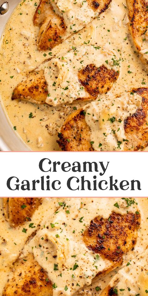 Garlic Chicken Breast Recipes, 40 Aprons, Creamy Chicken Recipes, Chicken Tenderloin Recipes, Creamy Garlic Chicken, Creamy Garlic Sauce, Tenderloin Recipes, Oven Chicken, Crockpot Pork