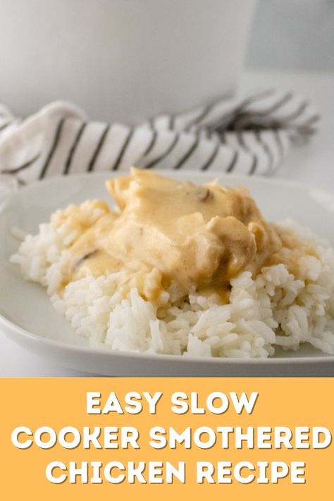 Easy Slow Cooker Smothered Chicken Recipe Smothered Chicken Crockpot, Crock Pot Boneless Chicken Breast, Slow Cooker Smothered Chicken, Smothered Chicken Recipe, Smothered Chicken Recipes, Fall Crockpot, Slow Cooker Chicken Chili, Easy Crockpot Dinners, Best Crockpot Recipes