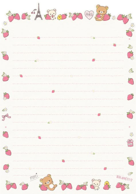 Kawaii Printables, Memo Template, Memo Pad Design, Hello Kitty Printables, Writing Paper Printable Stationery, Note Writing Paper, Writing Paper Printable, Memo Paper, Printable Notes